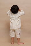 Set of 2: Beige dots with floral Printed Shirt and Beige dots with floral Printed Capri