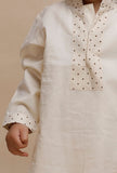 Set of 2: Beige dots with floral Printed Shirt and Beige dots with floral Printed Capri