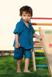 Set Of 2: Oswald Blue Cotton Shirt And Blue Short
