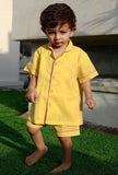 Set Of 2: Sunshine Yellow Cotton Shirt And Yellow Short