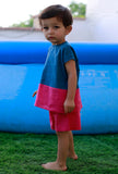Set Of 2: Cotton Candy Blue And Pink Cotton Shirt With Pink Short