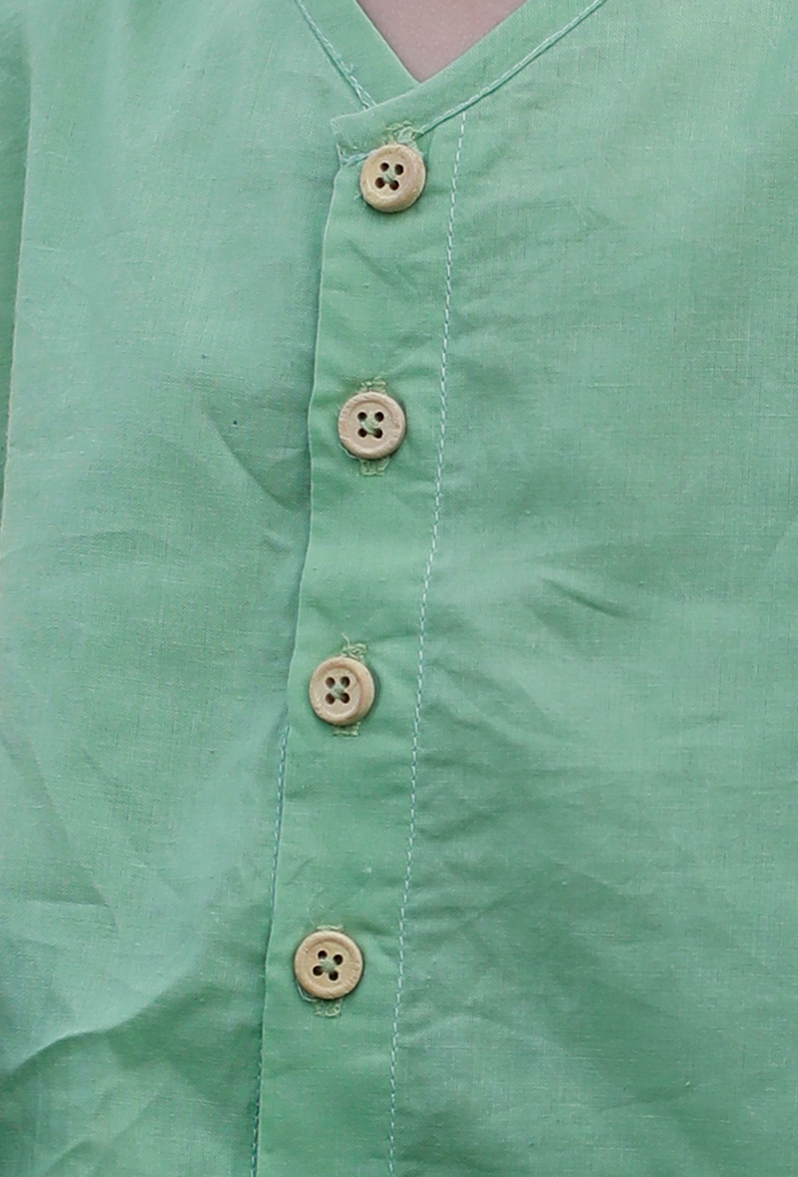 Set Of 2: Noddy Green Cotton Shirt And Green Short