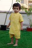 Set Of 2: Sunrise Yellow Cotton Shirt And Yellow Short