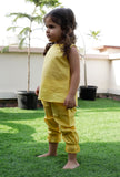 Set Of 2: Merry Yellow Cotton Top And Yellow Capri