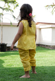 Set Of 2: Merry Yellow Cotton Top And Yellow Capri