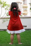 Snow Red And Off White Cotton Dress
