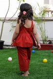 Set Of 2: Dora Red Cotton Top And Red Pant