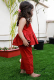 Set Of 2: Dora Red Cotton Top And Red Pant