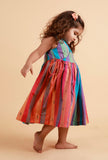 Multicolor Stripe Flared Wrap Around Woven Dress