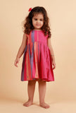 Pink Multicolor Stripe Flared Woven Dress