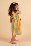 Yellow Stripe Dress With Checked Belt