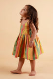 Yellow Striped Flared Woven Dress