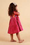 Pink Striped With Checked Flared Woven Dress