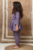 Set Of 2: Mauve Mul Mul Kurta With Pants