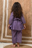 Set Of 2: Mauve Mul Mul Kurta With Pants