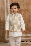 White Cream Brocade Nehru Jacket