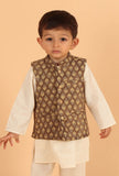Amay Khaki Ajrakh Print Cotton Nehru Jacket