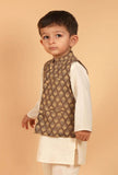 Amay Khaki Ajrakh Print Cotton Nehru Jacket