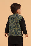 Aadrik Indigo Ajrakh Print Cotton Nehru Jacket