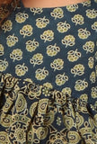 Set Of 2: Ditya Indigo Multi Ajrakh Print Cotton Angrakha Kurta & Pant
