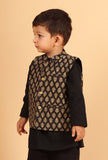 Mehul Black Ajrakh Print Cotton Nehru Jacket