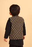 Mehul Black Ajrakh Print Cotton Nehru Jacket