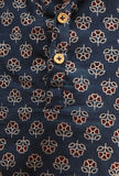 Set Of 2: Shlok Indigo Ajrakh Print Cotton Kurta & Off White Pyjama