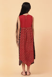 Ada Black & Madder Red Ajrakh Print Cotton Asymmetrical Dress