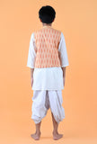 Orange Ikat Cotton Nehru Jacket