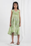 Green Ikat Tier Cotton Dress