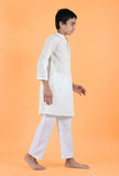 Set Of 2: Off-White Mulmul Kurta & Pant