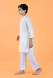 Set Of 2: Off-White Mulmul Kurta & Pant