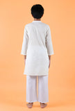 Set Of 2: Off-White Mulmul Kurta & Pant