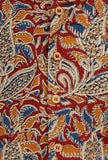 Ayan Maroon Red Kalamkari Printed Cotton Nehru Jacket