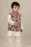 Kavin Maroon & Beige Cream Kalamkari Printed Cotton Nehru Jacket