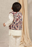 Kavin Maroon & Beige Cream Kalamkari Printed Cotton Nehru Jacket