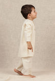 Set Of 2: Harit Off-white Cotton Kurta & Pyjama