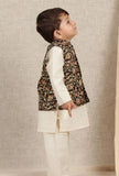 Caitya Black Kalamkari Printed Cotton Nehru Jacket