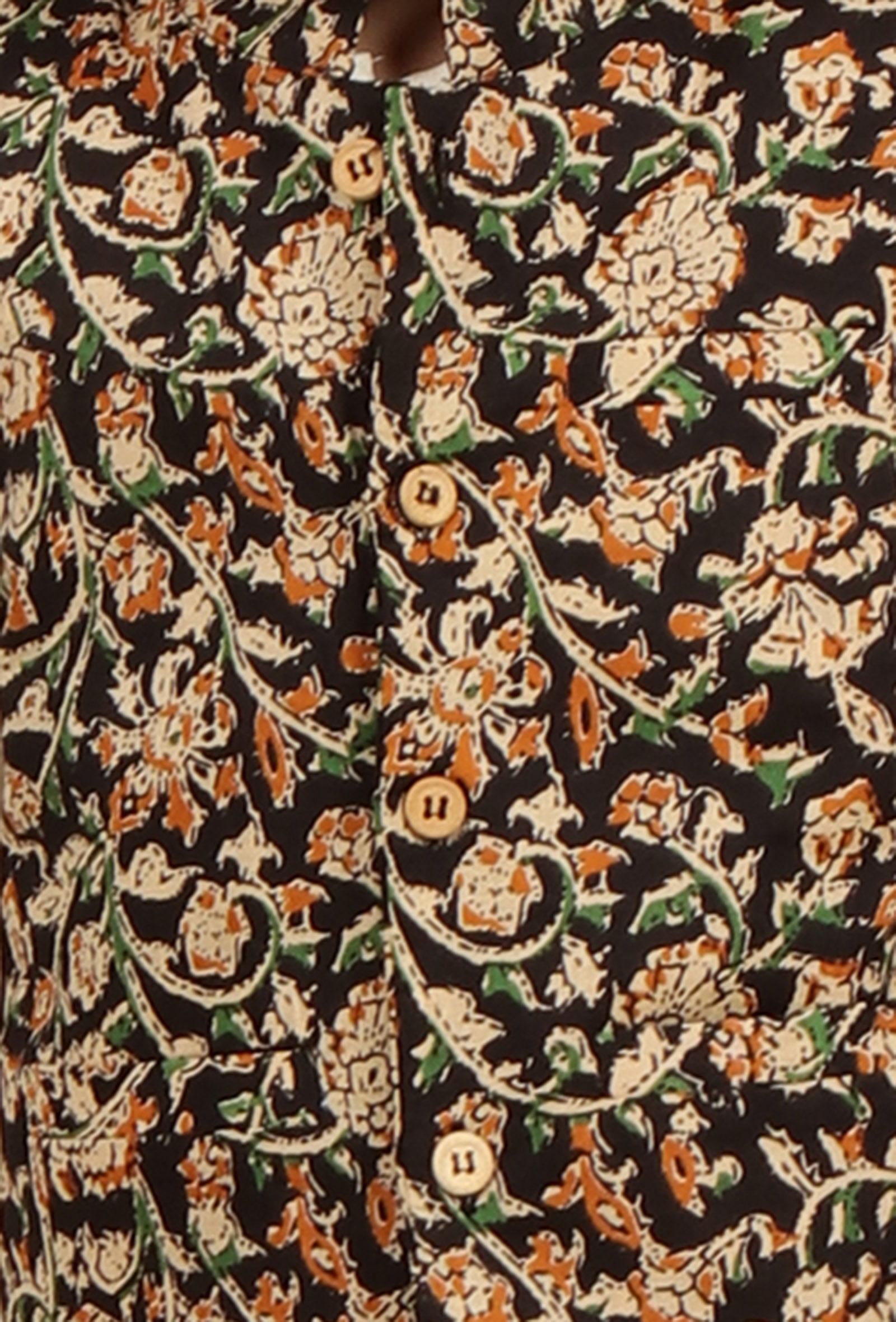 Caitya Black Kalamkari Printed Cotton Nehru Jacket