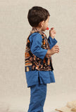 Edwin Black Kalamkari Printed Cotton Nehru Jacket