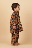 Set Of 2: Mason Black Kalamkari Printed Cotton Kurta & Pyjama