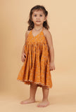 Preksha Orange Bandhani Rayon Dress