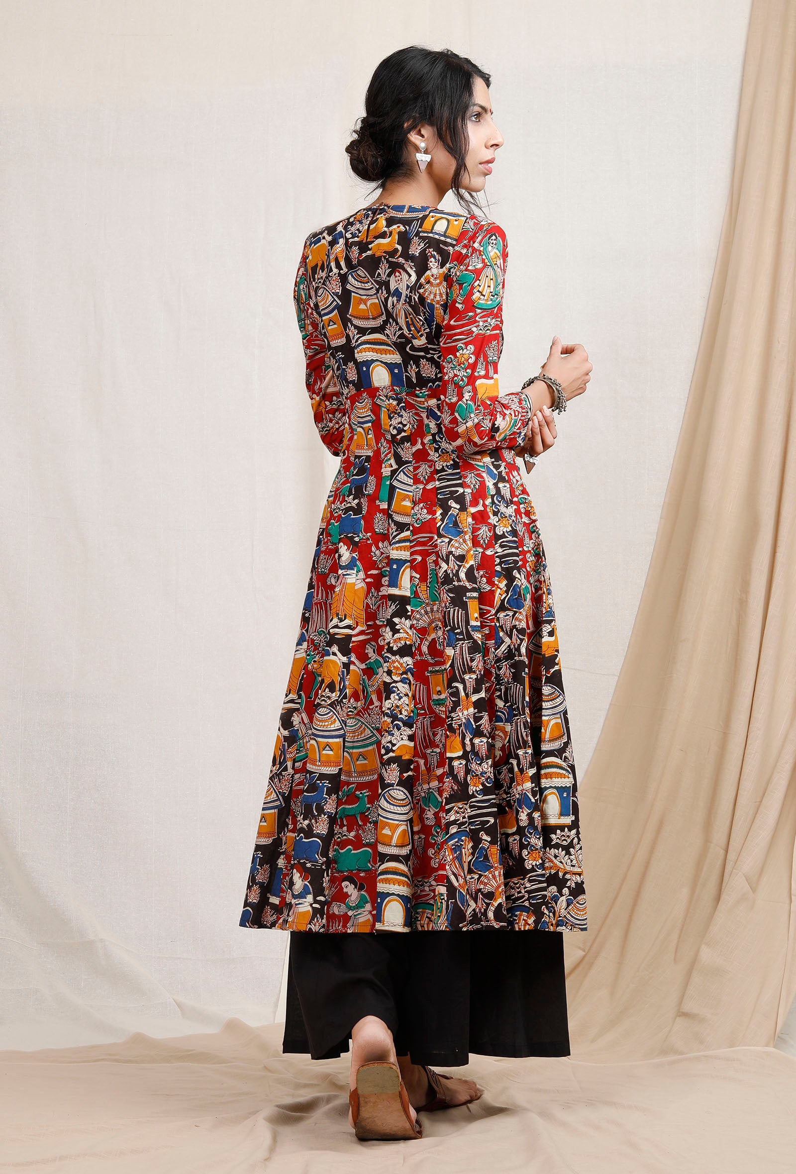 Buy Three Print Kalidar Kalamkari Kurta Online Tjori.Com. Easy Return TJORI