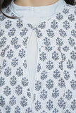 Set of 2: Plain Blue Cotton Anarkali with Hand-Block Printed Kota Jacket