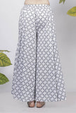 Powder Blue Criss Cross Hand-Block Printed Cotton Flared Palazzo