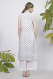 Powder Blue  Criss Cross Hand-Block Printed Cotton Sleeveless Cape