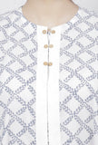 Powder Blue  Criss Cross Hand-Block Printed Cotton Sleeveless Cape
