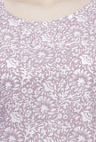 Set of 2: Lilac Floral Hand-Block Printed Cotton Slip with White Palazzo