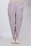Set of 2: Lilac Asymmetrical Hand-Block Printed Cotton Kurta with Lilac Floral Block Printed Cotton Dhoti