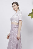 Lilac Stripes Hand-Block Printed Cotton Belly-Shirt
